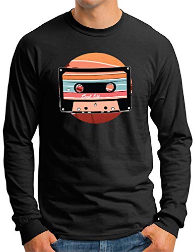 T-shirt rétro manches longues avec bande de musique vintage Hi-Fi