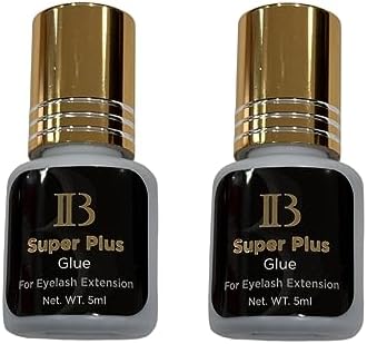 2 Pack Eyelash Extensions ibeauty Super Plus Glue 5ml, 1-2 Sec Drying Time, Keep 5-6 Weeks, Low Smoke, Professional Eyelash Extension Glue