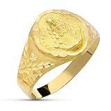 Inmaculada Romero IR Virgen del Rocío Sello Oro 18k hombre cabeza forma pandereta detalles tallados laterales