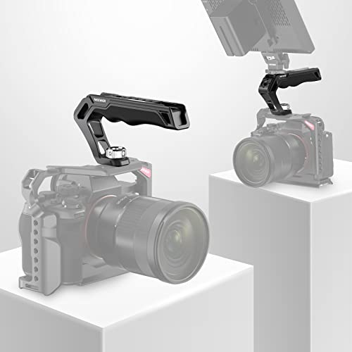 Neewer Camera Top Handle With 3/8" Arri Locating Pins, Comfort Silicone Grip With 1/4" 3/8" Threads And 3 Cold Shoes, Compatible With Smallrig Handles Camera Cages Video Rigs, Ca007 #TOP7