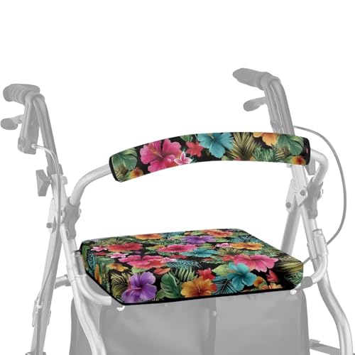 ASQVTIFE Morning Glory Walker - Juego de cojines acolchados para asiento y respaldo para personas mayores en vida asistida, andador con piezas de repuesto