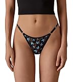 SHARICCA Lace G-String Thongs for Women Comfort Sexy Underwear Breathable T-back Thongs Panties Pack, 1P08,S