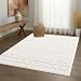 Produktbild payé Teppich Wohnzimmer Hochflor - 160x230cm - Einfarbig - Pastell Creme - Boho - Modern Raute Ornamente - Skandinavisch Flauschig Weich - Schlafzimmer