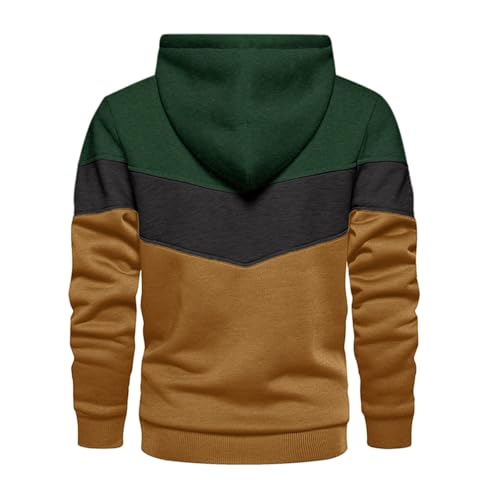 Men's Hoodies Novelty Color Block Fleece Hooded Sweatshirt Long Sleeve Stylish Casual Pullover Hoodie with Pocket3