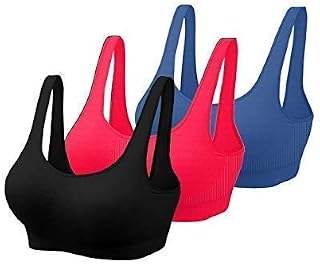 Khwahish Women's Nylon & Spandex Non-Padded Wire Free Sports Bra-Pack of 3 Price In India