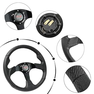 AUTOXBERT 3PCS Racing Car Steering Wheel 350mm 14" PVC Leather Steering Wheel Drift Rally Sport Steering Wheels 6 Bolt with Horn Button Universal for Racing/Rally/Motorsport/Car Sim Driving