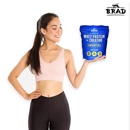 B.rad Grassfed Whey Protein Isolate Superfuel, 17G Whey, 3G Creatine Monohydrate | 100% Usa Sourced, Farm Fresh, Highest Bioavailability, Vanilla Whey Protein Powder #TOP7