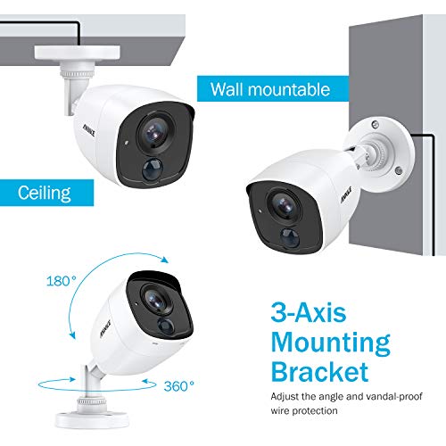 Annke (4) 1080P Surveillance Security Camera Kits With Ultra Clear 100Ft/Night Vision, Pir Detection, White Light Alarm, Ip67 Weatherproof, 4-Packed With Power Cables #TOP6