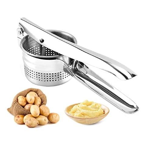 NEWLINE NY Stainless Steel Potato Presser Masher Ricer, Commercial Grade Tool to Press Mash Fruit or Food Cover