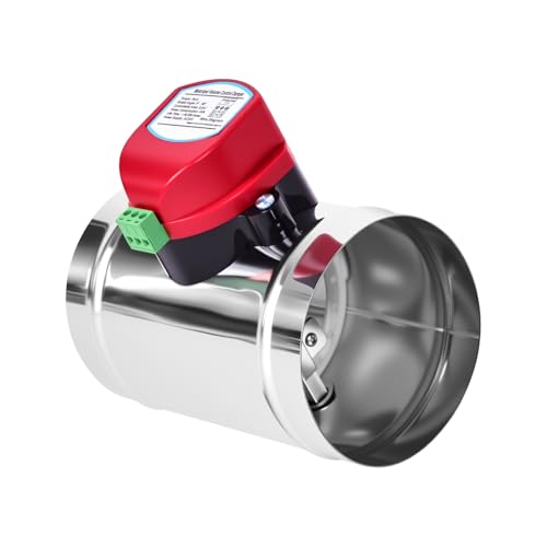 ZOWZEA 4" Motorized Duct Damper,On/Off Backdraft Damper Control, Stainless Steel Airflow Control Damper for HVAC System, 24V AC