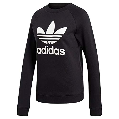 adidas Originals Women's Trefoil Crewneck Sweatshirt (X-Large, Black/White)