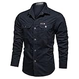 Camisa de trabajo para hombre, solapa clásica y diseño regular fit
