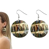 ◙【Buchmuster】 Der charmante Anhänger kommt in einem Buchmuster, um Ihren langen Hals zu zeigen. Die Bookcase Dangle Ohrringe passen den meisten Frauen und fügen Ihren persönlichen Charme hinzu.