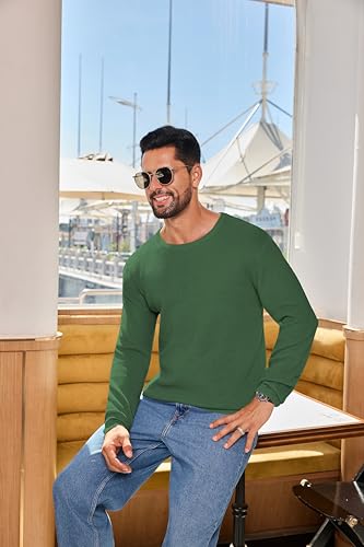 Vssjavun Mens Crewneck Pullover Sweater Waffle Textured Knitted Sweater Loose Fit Long Sleeve Casual Sweaters3