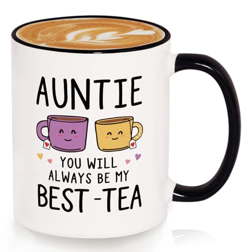 GoMelley Auntie Gifts Best Auntie Birthday Gifts Best-Tea Gift for Aunties Mug Aunties Christmas Mothers Day Gift from Nephew 325ML