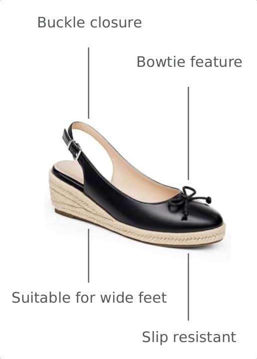 Image of Womens Closed Toe Espadrilles Wedges Shoes Platform Slingback Mid Low Heel Canvas Bow Dress Sandals