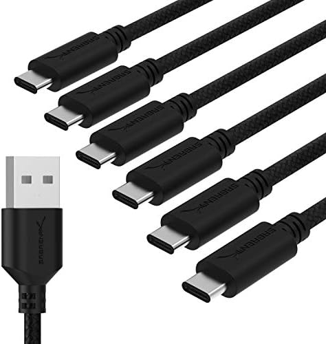 Sabrent [6-Pack 22AWG Premium 6ft USB-C to USB A 2.0 Sync and Charge Cables [Black] (CB-C6X6)