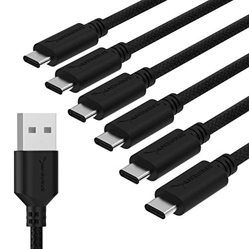 Sabrent [3-Pack] 22AWG Premium USB-C to USB A 3.0 Sync and Charge Cables [Black]