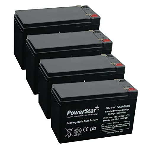 PowerStar 12V 8AH SLA Battery Replaces UB1280 NP8.5-12 PS-1280 GP1280 12V BP8-12 - 4PK