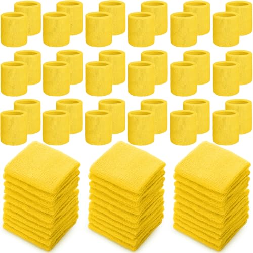 Image of 60 Pcs Wristband Bulk Sweatbands Neon 80s Sports Tennis Wristband Thick Cotton Gymnastics Adult Sweat Band Absorbent Sweatband for Men Women Party Supply Basketball Football 30 Pair