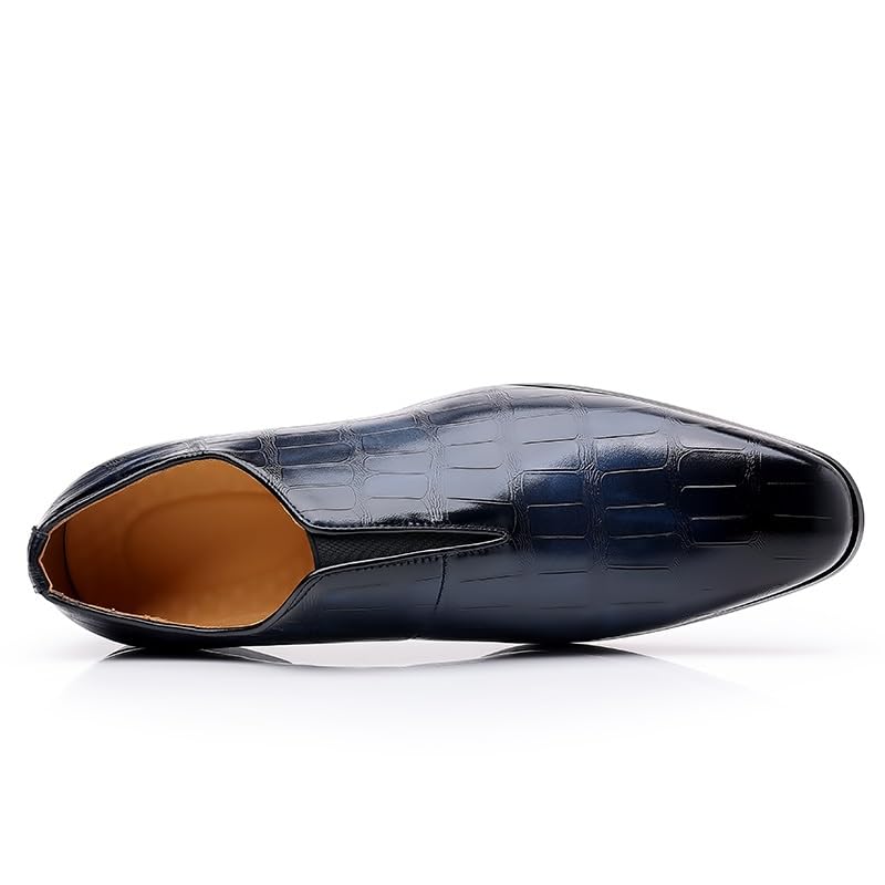 Formal Shoes for Men Slip On Pointed Burnished Toe Stone Pattern Oxford Shoes Anti-Slip Low Top Rubber Sole Non Slip Resistant Working3