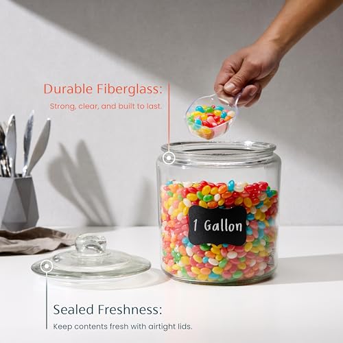 image for KooK Glass Kitchen Jars, Food & Cookie Storage Containers for Pantry, 