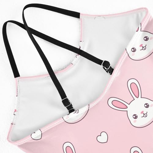 Rabbit Heads Hearts Girls Swimsuit One Piece Bathing Suit for Baby Girls' Swimwear 3-10T4