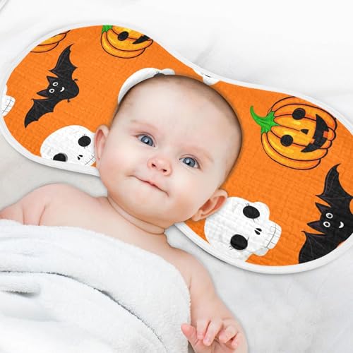 Burbuja Pumpkins Skulls Muslin Baby Burp Cloths, Soft & Absorbent Cotton Burping Rags for Newborn Boys & Girls, 2 Pack4