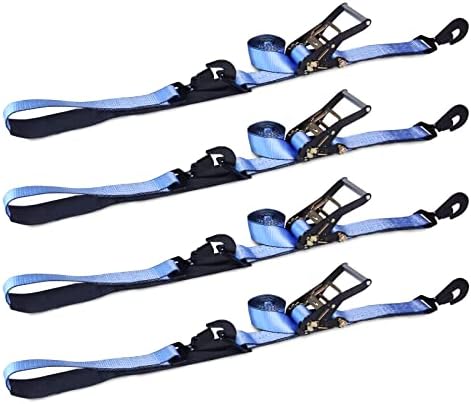HLCC Snap Hook Ratchet Straps,Axle Tie Down Combo Strap Ratchet,2 Inch x 114 Inch,3300 Pound Safe Working Load,4 Pack