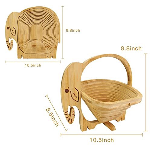 Myosotis Foldable Fruit Basket Collapsible Bamboo Fruit And Veggie Basket,Fruit Bowl Holder Dried Fruit Basket Fo Rchristmas Holiday Party (Elephant) #TOP1