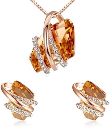 Leafael Wish Stone Necklace, Stud Earrings Jewelry Set for Women,...