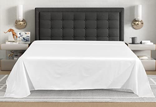 Drap plat percale polycoton 180 fils blanc lit Super king dimensions - 8