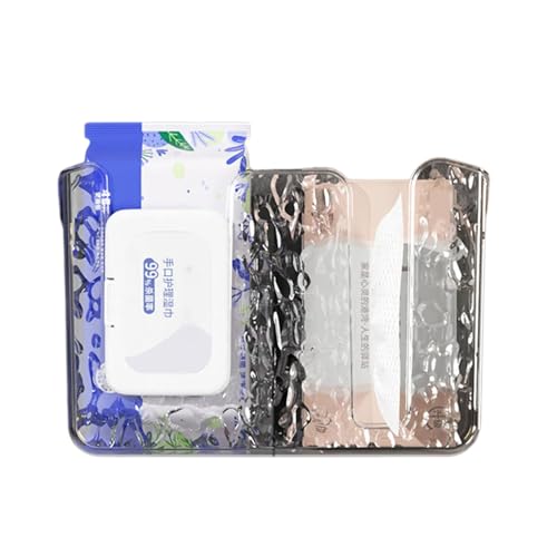 Montesy Duals Compartment Tissue Box Holder Wall Mounted Bathroom Organiser Rustproof Wet Wipes Dispenser With Strong Adhesive