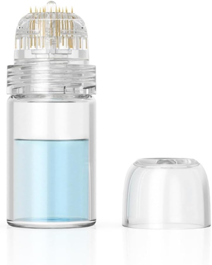 Hydra 20 Pin Derma Stamp Roller 0.25mm for Hair & Beard Care, Titanium Pin Serum Applicator 5ml Ampoules, Reusable Roller for Facial Skin Care