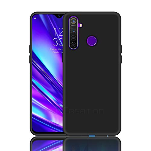 Image of Case Creation Luxurious OG Series for Realme5s Case Cover,Anti-Dirty Slim Case Frosted Matte Cute Candy TPU Raised Bezel (Splash of Color) Back Cover for Realme 5s -Black