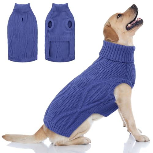 Queenmore XL Dog Sweater, Dog Turtleneck Sweater, Cozy Warm Knit Dog Outfit