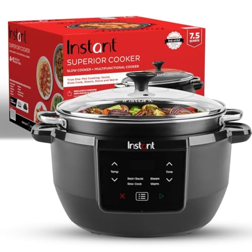 Instant Superior Cooker 7.5QT Slow Cooker and Multicooker, 4-in-1 Functions, Sears/Sauté, Slow Cooks/Roast, Steams and Warms, From The Makers of Instant Pot