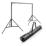 fotografie xxl PERFEKTE AUFHÄNGUNG FÜR ALLE HINTERGRÜNDE: Ein Hintergrundgestell auch für riesige Baumwoll Muslin Canvas Stoffe, Hintergrund Papier & sogar Vinyl Rollen. Leichter & schneller Aufbau sowie viel Komfort & Sicherheit dank Luftfederung