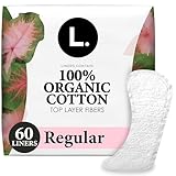 Liners for Women, Organic Cotton Top Layer, Regular Coverage, Pantiliners Made Without Synthetic Pesticides and Fragrances, Hypoallergenic and Gentle on Skin, 60 Count