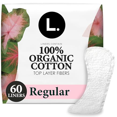 Liners for Women, Organic Cotton Top Layer, Regular Coverage, Pantiliners Made Without Synthetic Pesticides and Fragrances, Hypoallergenic and Gentle on Skin, 60 Count