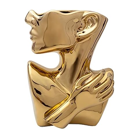 Notakia Succulent Planter Bust Vase Small Face Plante Head Face Vase Home Decoration Succulent Cactus Indoor Plant Pot (Gold) Cover