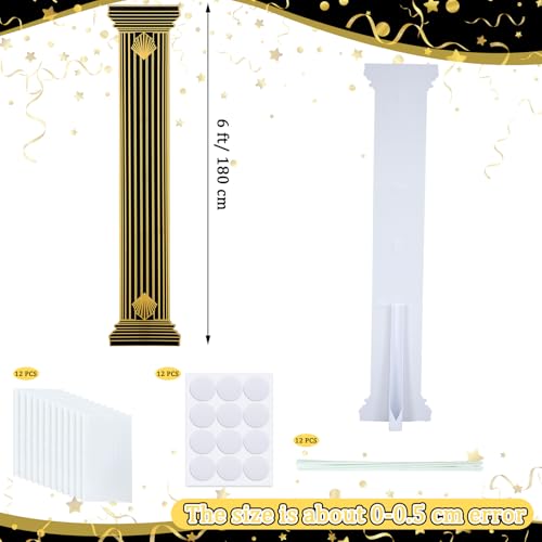 Geelin 2 Pcs 6 Feet Roaring 1920s Party Decorations 20's Column Pull Cardboard Cutout Stand up Party Photo Booth Props Life Size Stand-up Backdrop Awards Night Theme Photo Props Decor