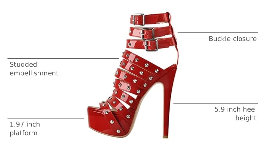 Image of richealnini Women's Crisscross Platform Stiletto High Heels Strappy Sandals with Zipper