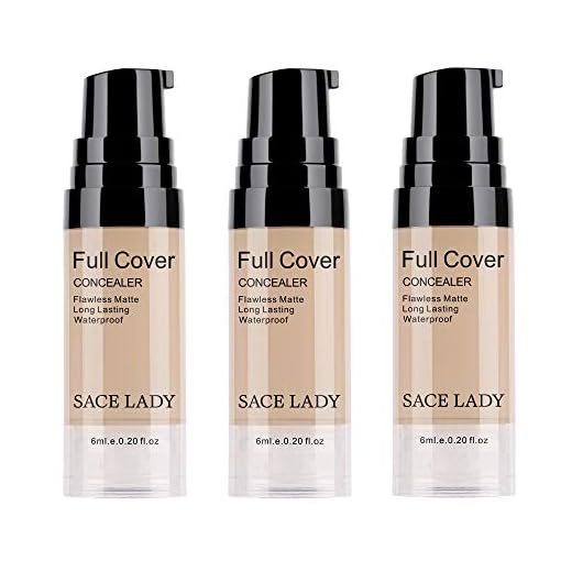3 Pack Pro Full Cover Liquid Concealer, Waterproof Smooth Matte Flawless Finish Creamy Concealer Foundation for Eye Dark Circles Spot Face Concealer Makeup, Size: 3×6ml/0.20Fl Oz, Light Natural
