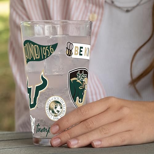 Image of Logo Brands NCAA 16 oz Pint Glass - Durable Glass With Bold Team Color- Chip-Resistant Rim Drinkware For Fans, Tailgates, Home Bars & Everyday Use
