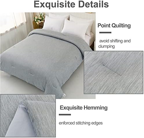 WONGS BEDDING Summer Duvet Double Size Lightweight Polyester Fiber Cool Duvet 4.5 Tog Reversible Breathable Quilt Duvet (Grey, 200x200cm)