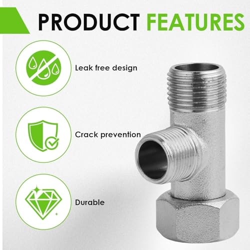 Annlpoy 2 pieces eckventil 3/8 t stück wc anschluss set wasserhahnverteiler umstellventil ventil umschalter toilet drain valve,180° drehbar, für Zuhause, Badezimmer, WC (9/163/8)