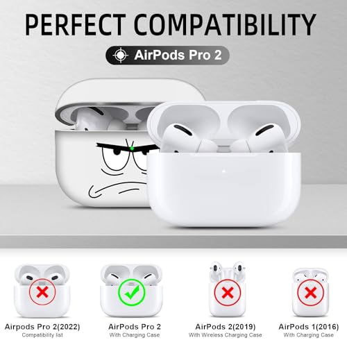 Image of for Airpods Pro 2nd Generation Case,Don't Touch Me Cool Cover with Lanyard Big Eyes Cute Cartoon for Airpods Pro 2nd Generation Case,Soft Shockproof Cover for Women Men-White