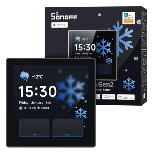 SONOFF NSPanel Pro Gen2 Smart Home Bedienfeld mit Relais - Zigbee & Matter Gateway Home Assistant Integration Thermostat Sicherheitsalarm kompatibel mit Alexa Google Apple 2.4/5GHz WLAN(Schwar)