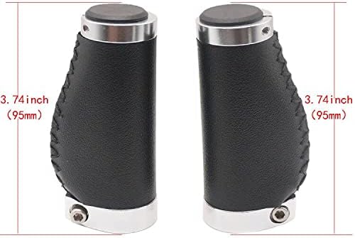 Miniatura 2 de BBxunsless Mango corto para bicicleta, antideslizante, de piel de microfibra de PVC, ergonómico, cosido a mano, casual, retro, doble bloqueo, para